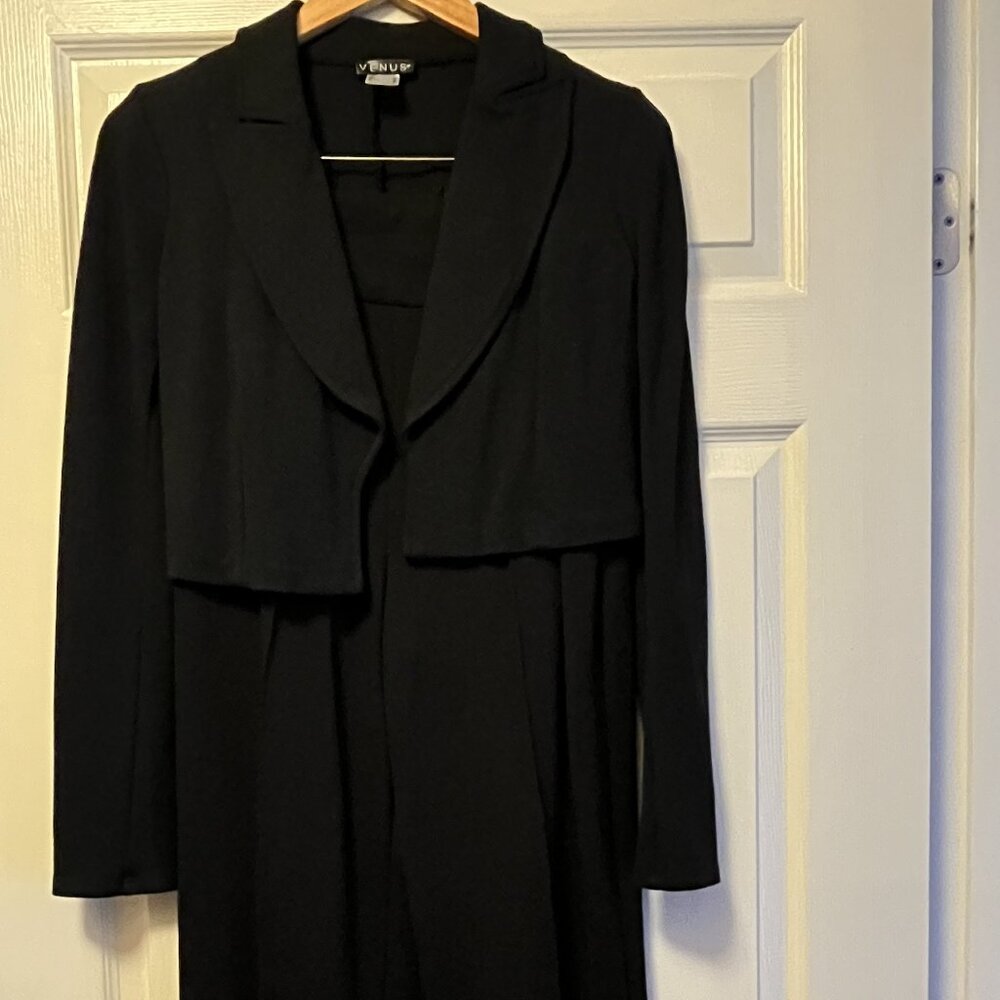 Women's 2 Piece Black Suit with Gold Buttons on the Pants Size 4